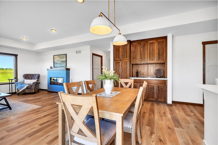 Lilac dining and living room