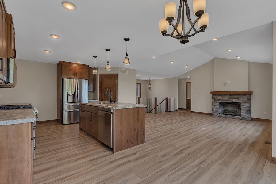 View of kitchen and living room