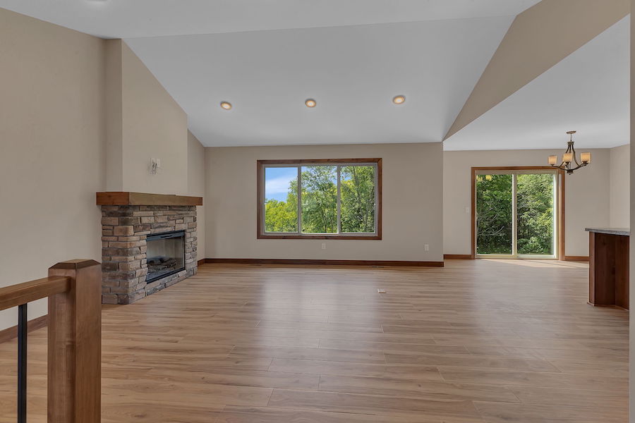 View of living room showing fireplace