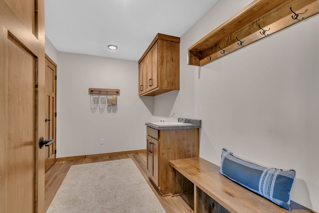 Custom home great room with raised ceiling